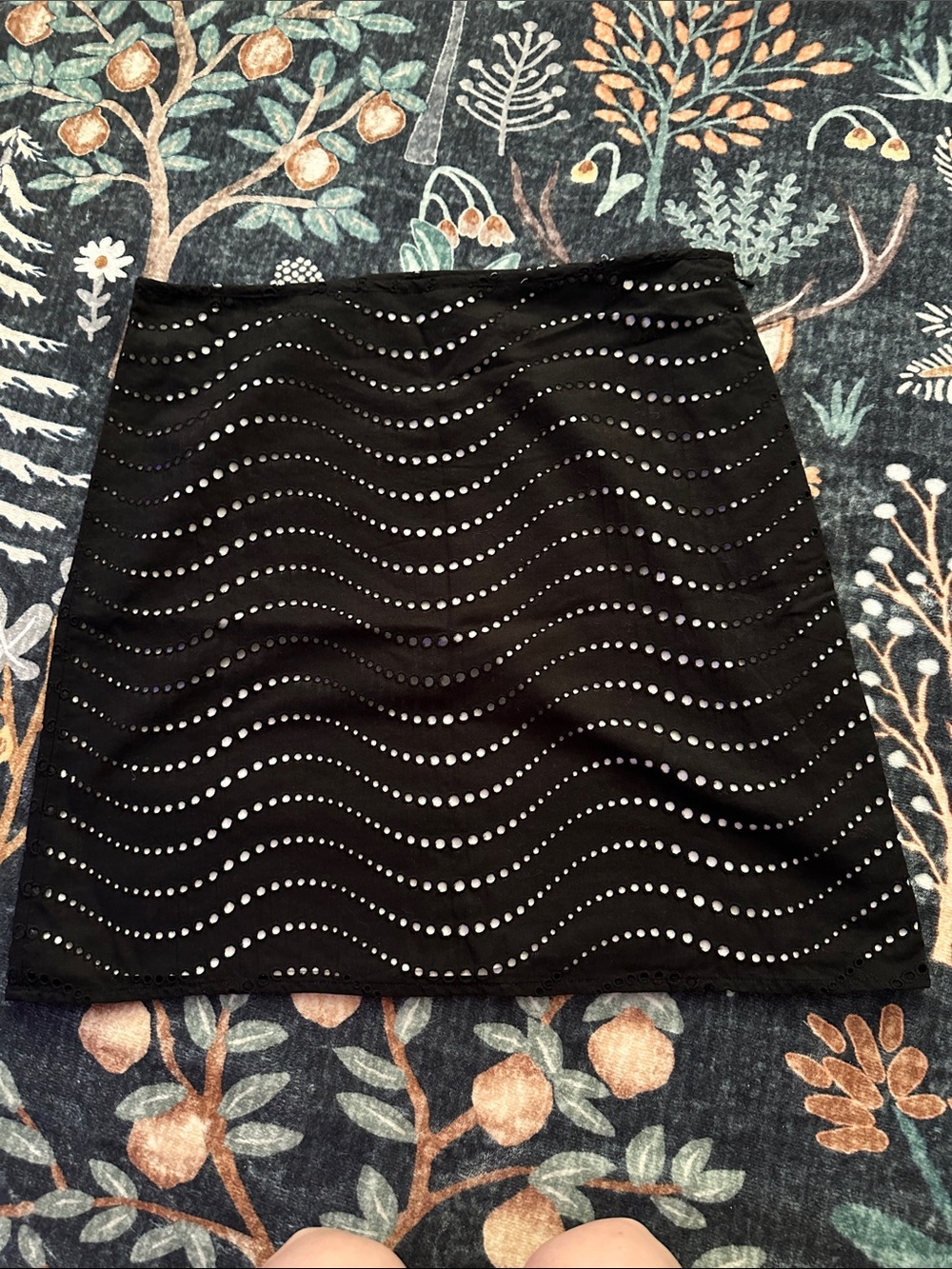 Ann Taylor Black Perforated Wave Mini Skirt